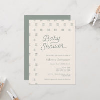 Baby shower | Invitation minimaliste Sage Boho