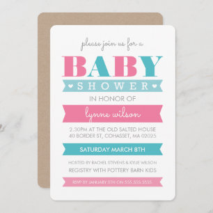 BABY SHOWER INVITATION moderne sexe révéler rose b