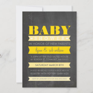 BABY SHOWER INVITATION moderne tableau noir gris j