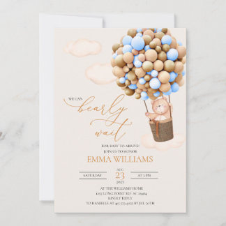 Baby shower Invitation Ours, on peut attendre vite