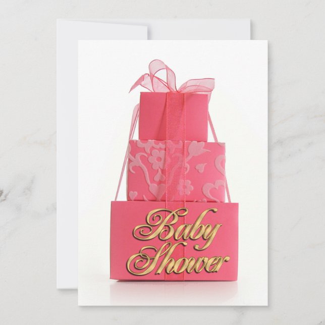 Baby shower invitation Paquets rose fille (Devant)