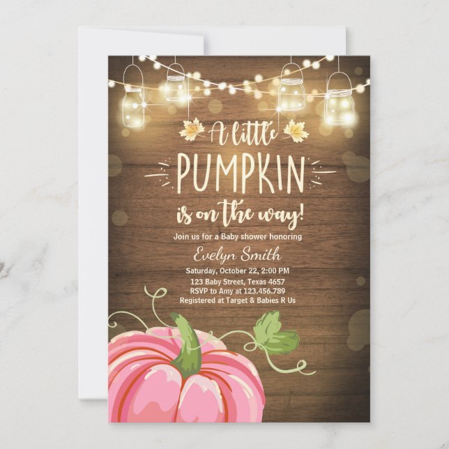 Baby shower invitation Petit Citrouille Automne Ru (Devant)
