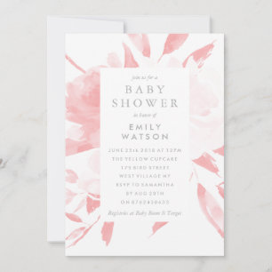 Baby shower Invitation Pink Floral Aquarelle