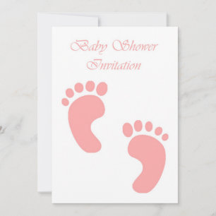 baby shower Invitation pour fille avec empreintes