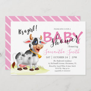 Baby shower, Invitation Rose Vache