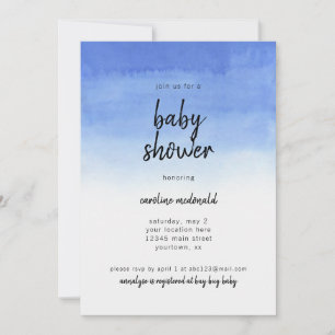 Baby shower Invitation Simple Blue Ombre Moderne