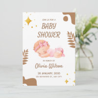 Baby Shower Invitation Soft Pink Aesthetic