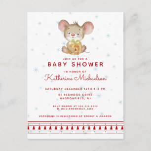 BABY SHOWER Invitation Souris Joyeux Noël