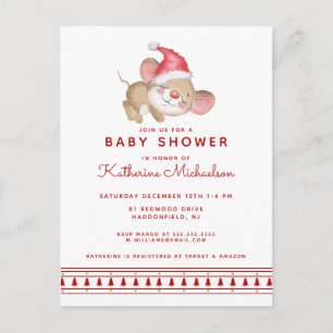 BABY SHOWER Invitation Souris Joyeux Noël