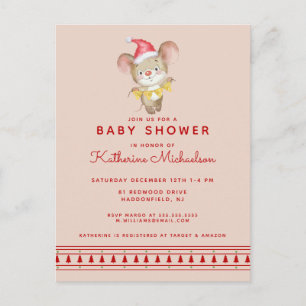 BABY SHOWER Invitation Souris Joyeux Noël