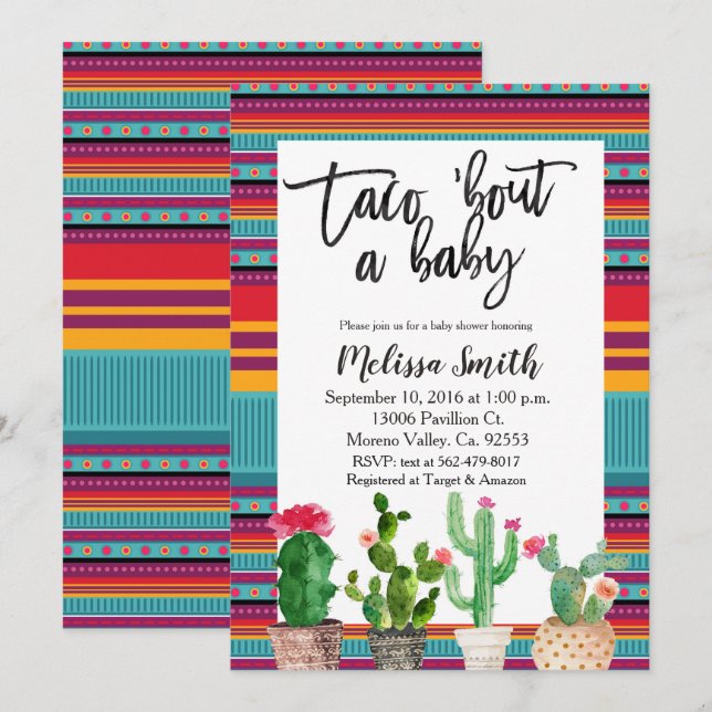 Baby shower Invitation Taco Bout Baby (Devant / Derrière)