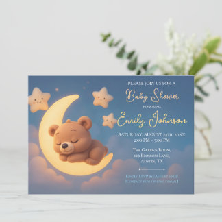 Baby Shower Invitation – Teddy Bear on the Moon