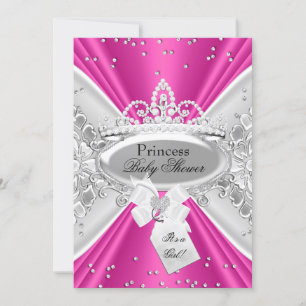 Baby shower Invitation Tiara en argent rose