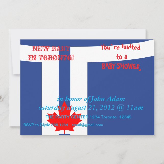 Baby Shower Invitation with Flag of Toronto (Devant)