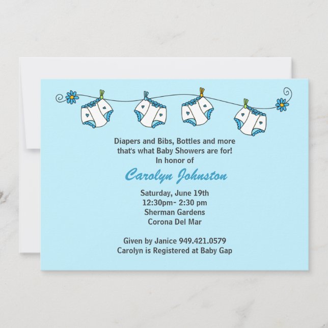 Baby Shower Invitation with Matching Envelopes (Devant)