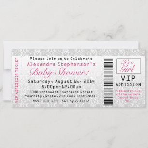 Baby shower Invitations de billets, Fille