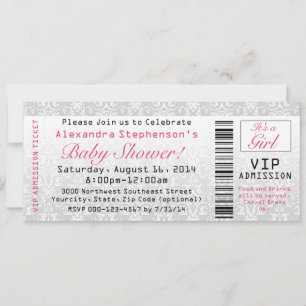 Baby shower Invitations de billets, Fille