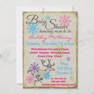 Baby shower Invitations de rennes de bois