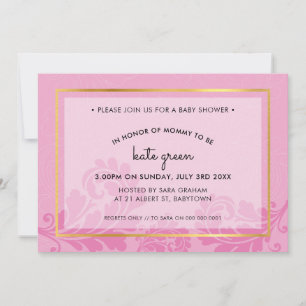 BABY SHOWER INVITATIONS mignon fleuris or rose pâl