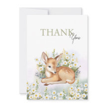 Baby shower invitations with an adorable fawn.