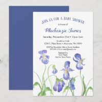 Baby shower Iris violet Invitation Printemps Flora