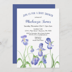 Baby shower Iris violet Invitation Printemps Flora