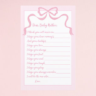 Baby shower Jeu, Baby-Advice Card, Pink Bow Baby