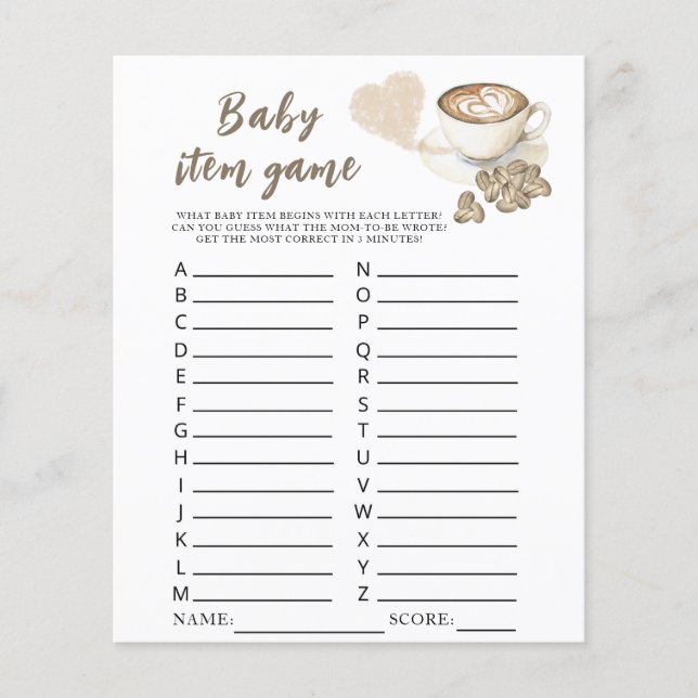 Baby shower Jeu d'article bébé Café infusé (Devant)