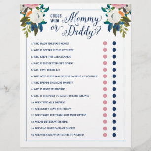Baby shower Jeu Devinez Qui Maman ou Papa Editable