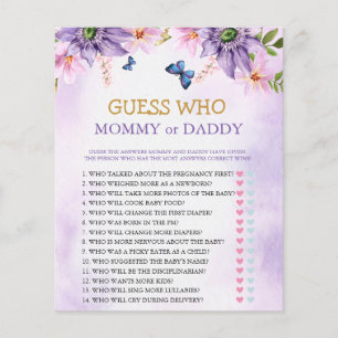 Baby shower Jeu Purple Papillon