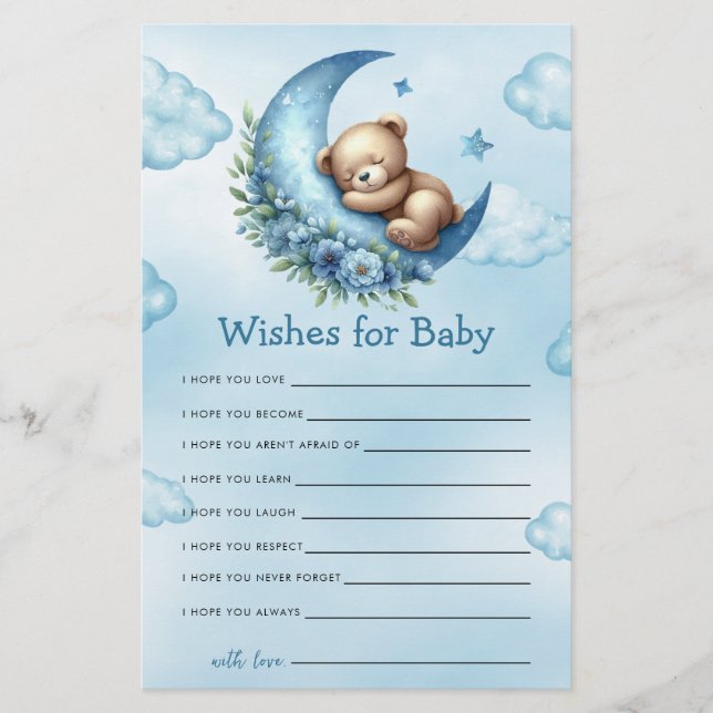 Baby shower Jeu Sur La Lune Souhaite Pour (Devant)