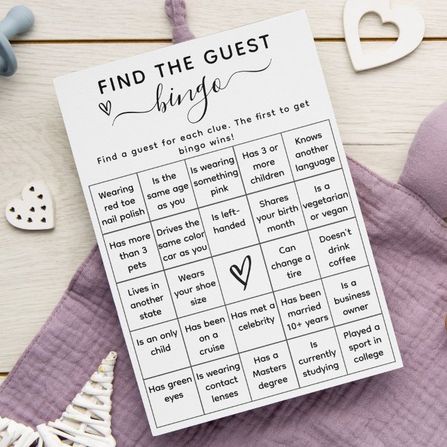 Baby shower Jeu Trouver L'Invité Carte Bingo (Créateur téléchargé)