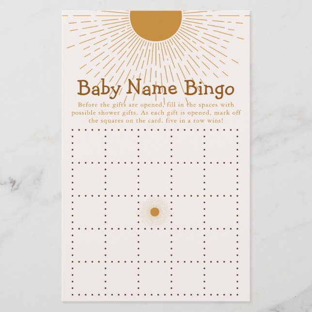 Baby shower Jeu Voici Le Son Bingo (Devant)