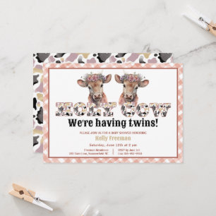 Baby shower jumeaux de la vache Saint Invitation