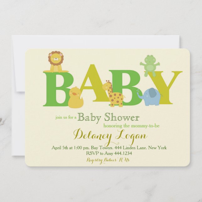 Baby shower Jungle Animaux Invitations (Devant)