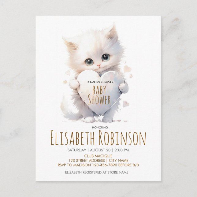 Baby shower Kitten Invitation personnalisée (Devant)