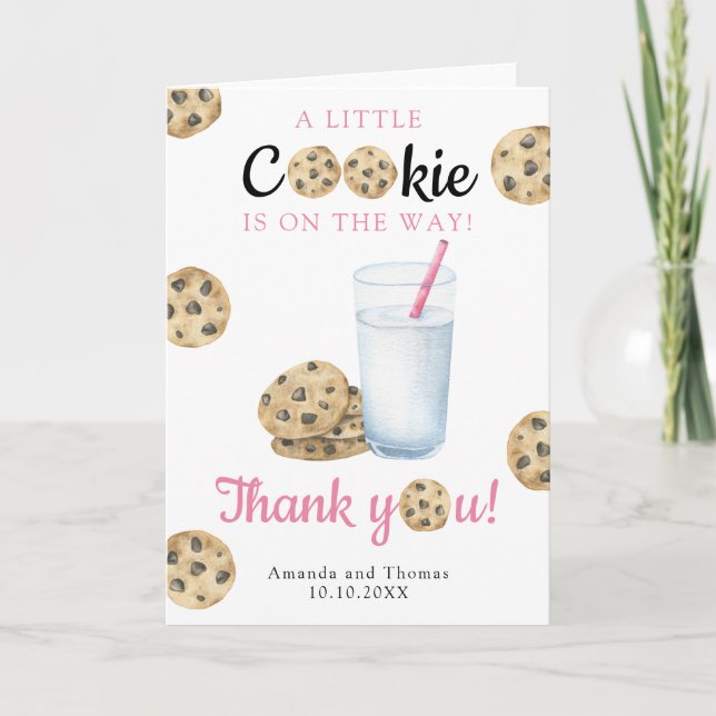 Baby shower Lait et Cookies - Carte de remerciemen (Devant)