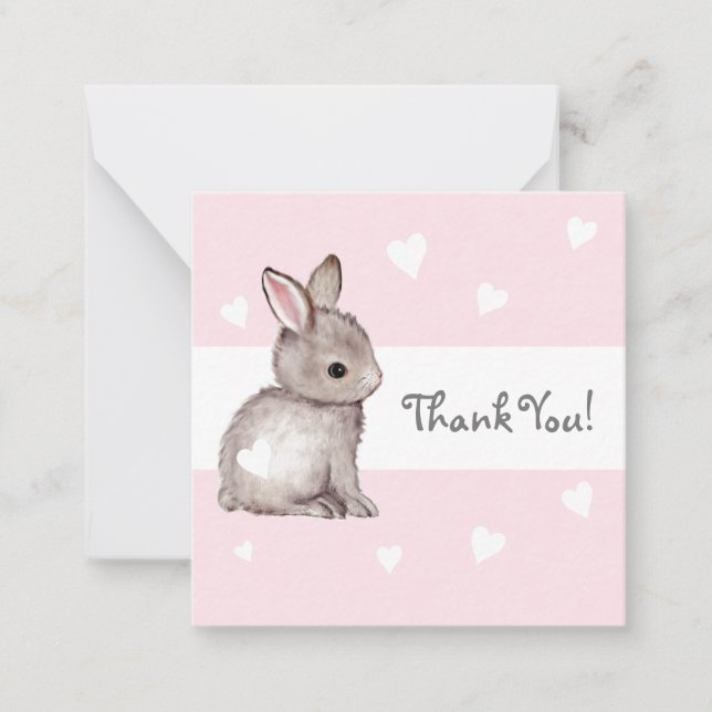 Baby shower lapin de coeur rose Cartes pour notes  (Devant)