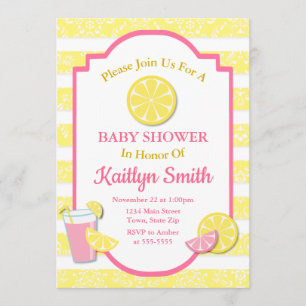 Baby shower Lemonade Rose Invitation Citron