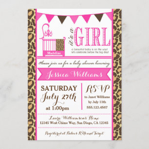 Baby shower Leopard Invitation Pour Les Petites Fi