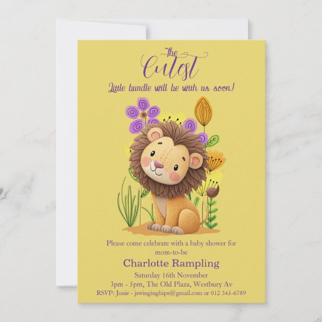 Baby shower Lion Cub sur Azure Invitation (Devant)