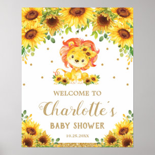 Baby shower Lion tournesol Affiche de bienvenue d'