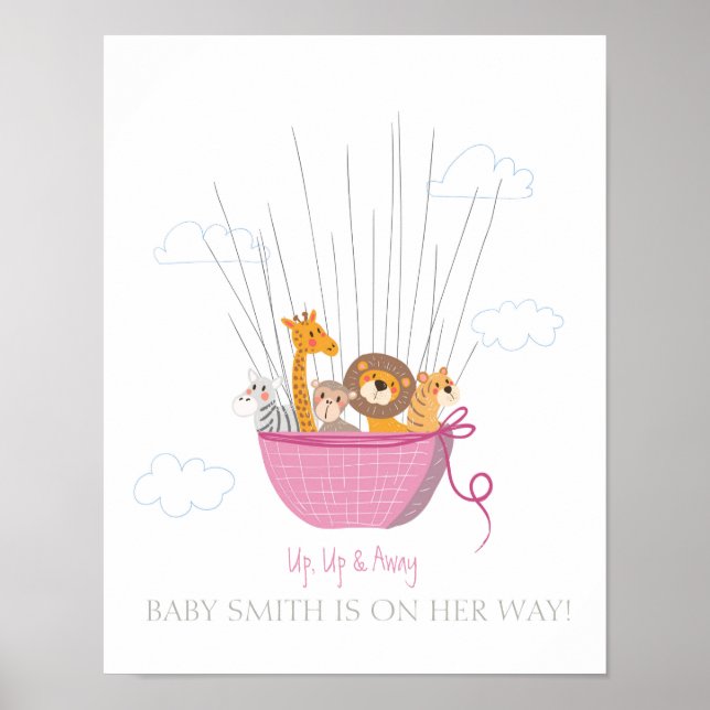 Baby shower livre d'or empreintes safari rose (Devant)