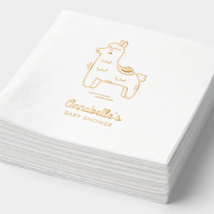 Baby shower Llama personnalisé Cute Gold serviette