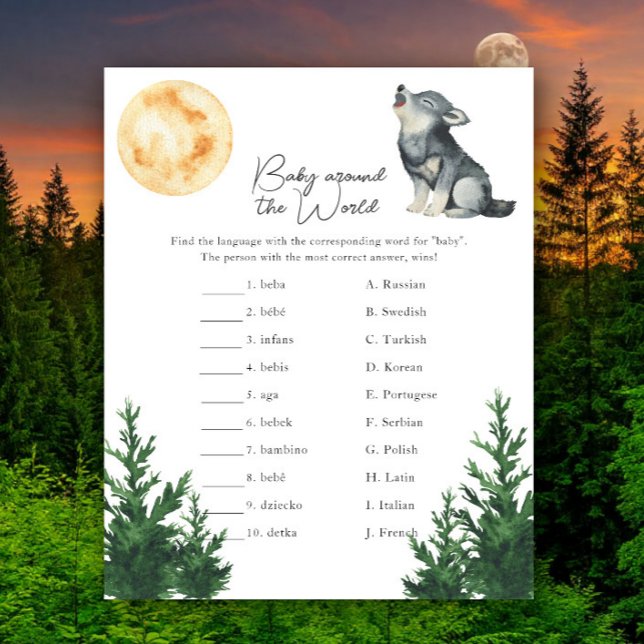 Baby shower Loup - Jeu bébé autour du monde (Créateur téléchargé)