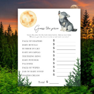 Baby shower Loup - Jeu de devinette de prix