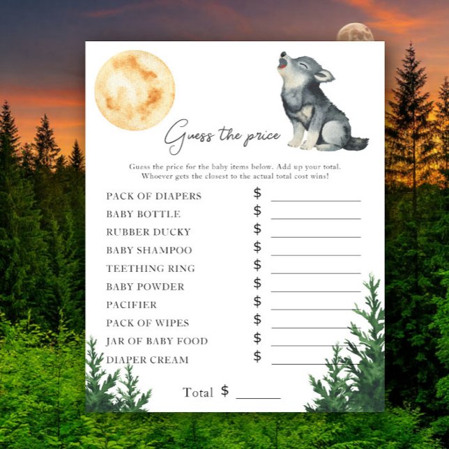 Baby shower Loup - Jeu de devinette de prix (Créateur téléchargé)