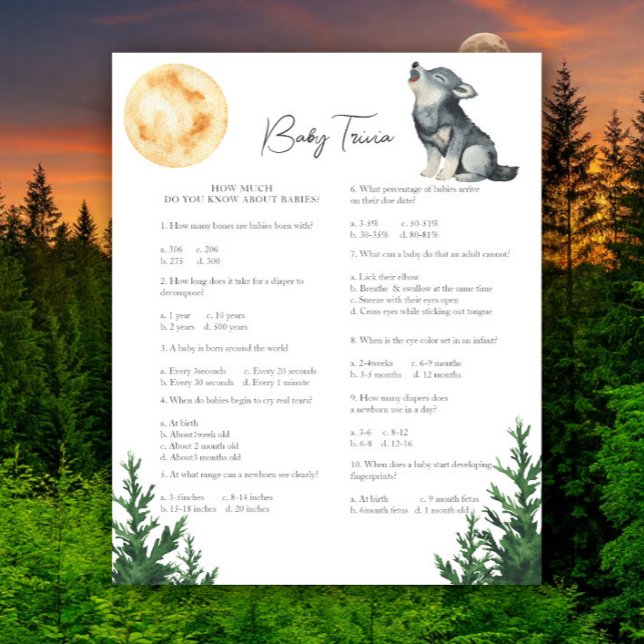 Baby-shower Loup - Jeu de quiz bébé (Créateur téléchargé)