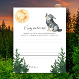 Baby shower Loup - Liste de choses à faire bébé