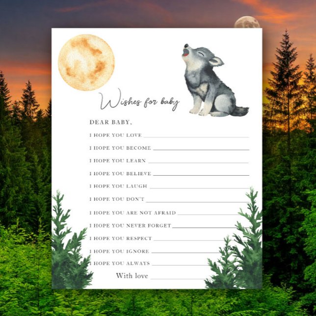 Baby shower loup - vœux pour bébé (Créateur téléchargé)